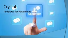  Presentation with network social media sns internet - Presentation with hand pressing social network icon background and a light blue colored foreground