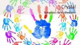  Presentation with hand print - Audience pleasing PPT layouts consisting of hand print on the white backdrop and a lemonade colored foreground