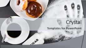  Presentation with junk food - Colorful PPT theme enhanced with hand prints - concept photo junk food is backdrop and a light gray colored foreground