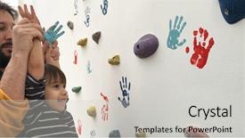  Presentation with polynesia art - Presentation theme enhanced with hand prints - man making art design background and a light gray colored foreground