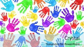  Presentation with handprints - Presentation consisting of hand prints - multiple painted handprints of school background and a arctic colored foreground