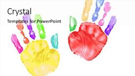  Presentation with handprints - Audience pleasing presentation theme consisting of hand prints - pair of preschooler handprints backdrop and a white colored foreground