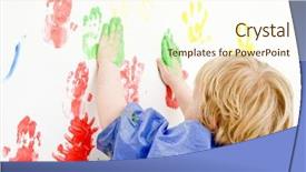  Presentation with painting - Cool new presentation design with hand prints - young boy finger painting backdrop and a  colored foreground