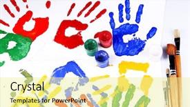  Presentation with paint - Cool new presentation with hand prints of paint paints backdrop and a blonde colored foreground