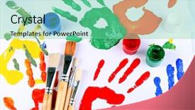  Presentation with paint - Slides enhanced with hand prints of paint paints background and a seafoam green colored foreground