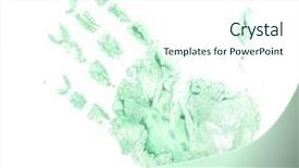  Presentation with kids hand prints paint - Presentation theme having hand prints on a white background and a cool aqua colored foreground