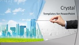  Presentation with behind curtain - Beautiful slides featuring hand pulling paper curtain changing backdrop and a  colored foreground