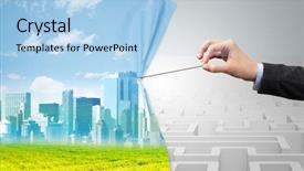  Presentation with curtain - Presentation design featuring transition change - hand pulling paper curtain changing background and a light blue colored foreground