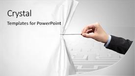  Presentation with paper hand drawn politics - Colorful slides enhanced with transition change - hand pulling paper curtain changing backdrop and a white colored foreground