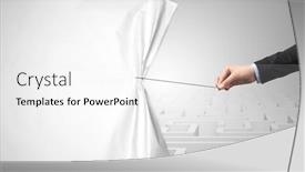  Presentation with paper hand drawn politics - Colorful presentation design enhanced with hand pulling paper curtain changing scene concept backdrop and a white colored foreground