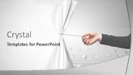  Presentation with curtain - Slide set having hand pulling paper curtain changing background and a white colored foreground