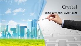  Presentation with curtain - Amazing presentation having hand pulling paper curtain changing scene concept backdrop and a light blue colored foreground