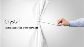  Presentation with curtain - PPT layouts enhanced with hand pulling white paper curtain background and a white colored foreground