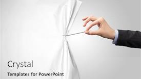  Presentation with curtain - Presentation having hand pulling white paper curtain background and a white colored foreground