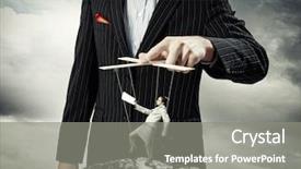  Presentation with youth leadership greenboard young - Beautiful PPT layouts featuring hand puppet - image of young businessman puppeteer backdrop and a  colored foreground