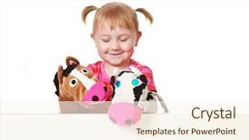  Presentation with theater - Beautiful presentation theme featuring hand puppet - studio shot of little girl backdrop and a cream colored foreground