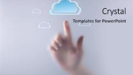  Presentation with virtual hand - PPT layouts with hand pushing button on virtual background and a lemonade colored foreground