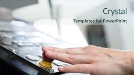  Presentation with industrial - Slide deck featuring hand pushing industrial red button background and a sky blue colored foreground