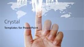  Presentation with structure - Audience pleasing presentation design consisting of hand-pushing-social-network-structure backdrop and a light blue colored foreground