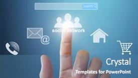  Presentation with structure - Amazing PPT theme having hand pushing social network structure backdrop and a  colored foreground