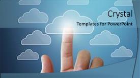  Presentation with structure - PPT theme featuring hand pushing social network structure background and a light blue colored foreground