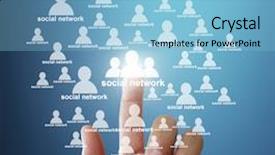  Presentation with network social media sns internet - Presentation consisting of hand pushing social network structure background and a  colored foreground
