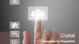  Presentation with network social media sns internet - Presentation theme consisting of hand pushing social network structure background and a  colored foreground
