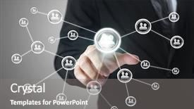  Presentation with structure - Slides consisting of hand pushing social network structure background and a  colored foreground