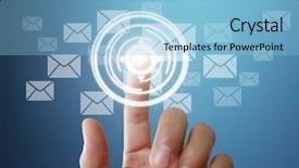  Presentation with network social media sns internet - Colorful PPT theme enhanced with hand pushing social network structure backdrop and a  colored foreground