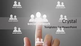  Presentation with artificial neural network structure fragment - Slide set featuring hand pushing social network structure background and a  colored foreground