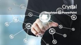  Presentation with structure - Cool new PPT layouts with hand pushing social network structure backdrop and a  colored foreground