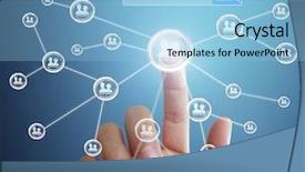 Presentation with network social media sns internet - PPT theme having hand pushing social network structure background and a  colored foreground