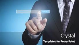  Presentation with artificial neural network structure fragment - Amazing presentation design having hand pushing social network structure backdrop and a  colored foreground