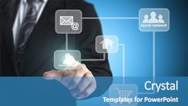  Presentation with structure - Presentation design with hand pushing social network structure background and a  colored foreground