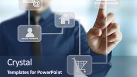  Presentation with structure - Amazing slide set having hand pushing social network structure backdrop and a  colored foreground