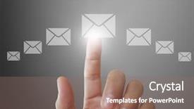  Presentation with artificial neural network structure fragment - Presentation design consisting of hand pushing social network structure background and a  colored foreground