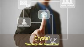  Presentation with structure - Presentation consisting of hand pushing social network structure background and a  colored foreground