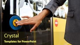  Presentation with disabled people - Presentation enhanced with hand-pushing-the-blue-button background and a tawny brown colored foreground