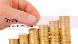  Presentation with money - Beautiful PPT theme featuring hand put coin to money backdrop and a lemonade colored foreground