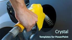  Presentation with fuel - Colorful PPT theme enhanced with hand putting fuel or petro backdrop and a  colored foreground