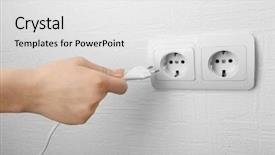 Presentation with electricity - Beautiful slide deck featuring hand putting plug in electricity backdrop and a white colored foreground