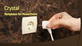  Presentation with electricity - Theme enhanced with hand putting plug in electricity background and a tawny brown colored foreground