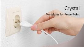  Presentation with electricity texas - Theme with hand putting plug in electricity background and a light gray colored foreground