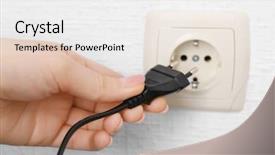  Presentation with power plug - Presentation theme consisting of hand putting plug in electricity background and a white colored foreground
