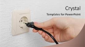  Presentation with electrical electricity atom - Slide deck consisting of hand putting plug in electricity background and a light gray colored foreground