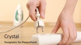  Presentation with power plug - Presentation theme with hand putting plug in extension background and a lemonade colored foreground