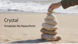  Presentation with stone balance - Slides featuring hand putting the pebble stone background and a mint green colored foreground