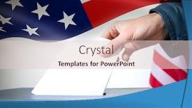  Presentation with vote - Theme having hand-putting-vote-in-ballot background and a lemonade colored foreground