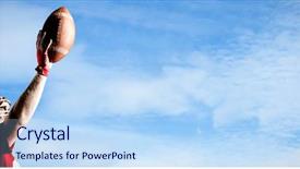  Presentation with american football and helmet on field - Colorful theme enhanced with player in helmet holding rugby backdrop and a light blue colored foreground