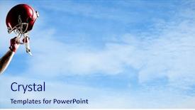  Presentation with american football - PPT theme featuring angle view of cloudy sky background and a light blue colored foreground